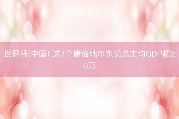 世界杯(中国) 这7个庸俗地市东说念主均GDP超20万