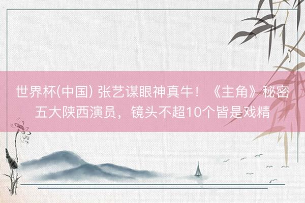 世界杯(中国) 张艺谋眼神真牛！《主角》秘密五大陕西演员，镜头不超10个皆是戏精