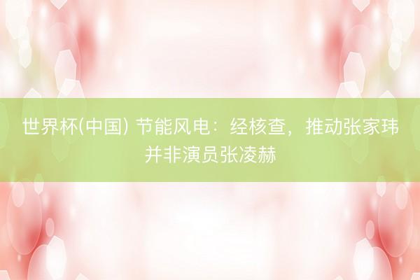 世界杯(中国) 节能风电:经核查,推动张家玮并非演员张凌赫