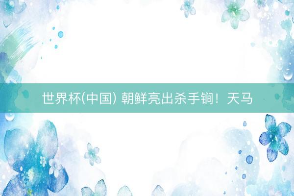 世界杯(中国) 朝鲜亮出杀手锏！天马