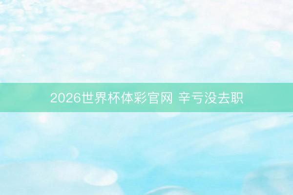 2026世界杯体彩官网 辛亏没去职