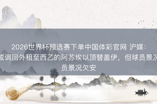 2026世界杯预选赛下单中国体彩官网 沪媒：申花或调回外租至西乙的阿苏埃以顶替盖伊，但球员景况欠安