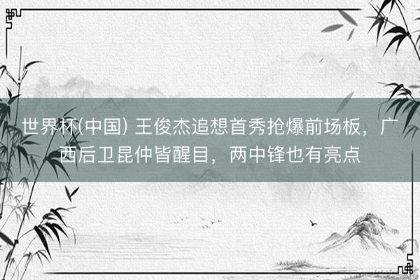 世界杯(中国) 王俊杰追想首秀抢爆前场板，广西后卫昆仲皆醒目，两中锋也有亮点