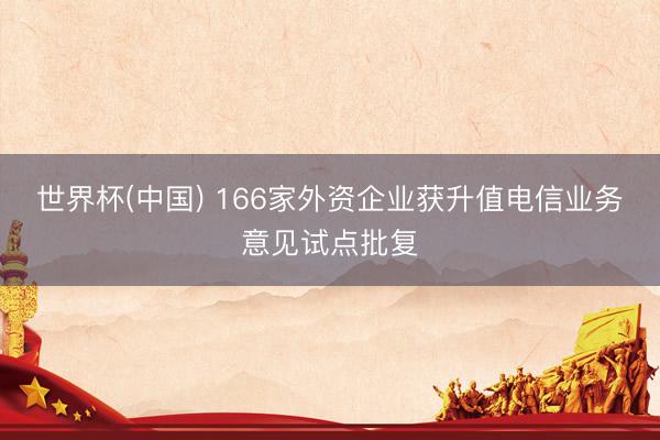 世界杯(中国) 166家外资企业获升值电信业务意见试点批复