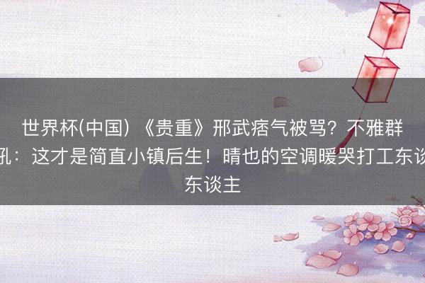 世界杯(中国) 《贵重》邢武痞气被骂?不雅群愤吼:这才是简直小镇后生!晴也的空调暖哭打工东谈主