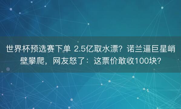 世界杯预选赛下单 2.5亿取水漂？诺兰逼巨星峭壁攀爬，网友怒了：这票价敢收100块？